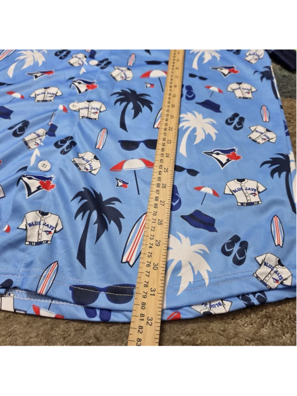 MLB Toronto Blue Jays Hawaiian Beach Themed Button Up Shirt Adult XL